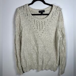 Lane Bryant Women's Beige Knit Sweater studded Size 14/16